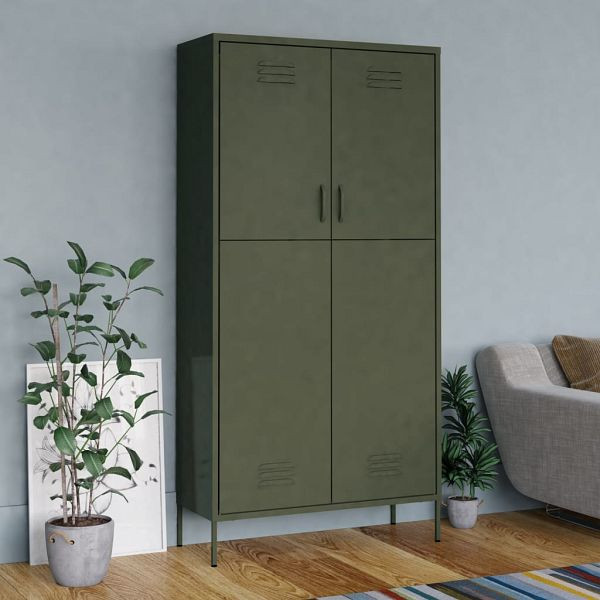 vidaXL Kleiderschrank Olivgrün 90x50x180 cm Stahl, 336243