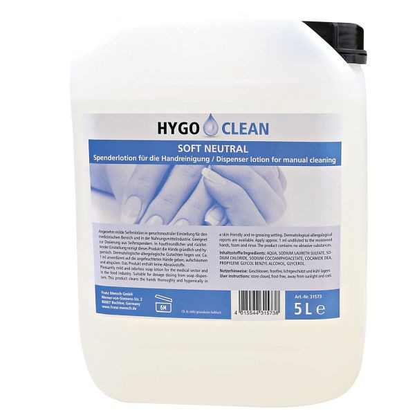 HygoClean Flüssigseife Soft Neutral, 5 l geruchsneutral, 31573