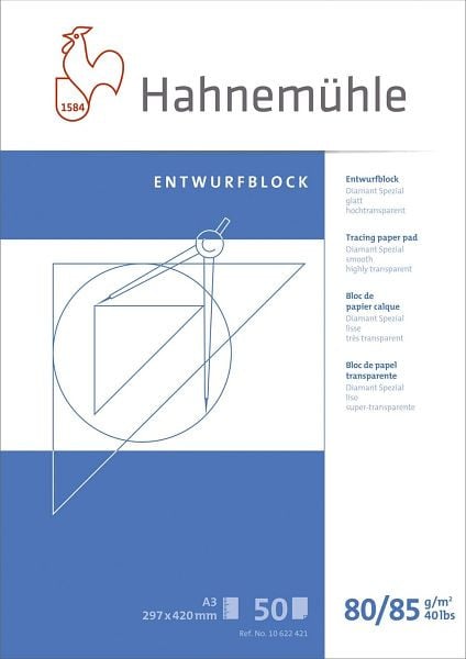 HAHNEMÜHLE Transparentblock, A3, 80/85 g/qm, 50 Blatt, 10622421