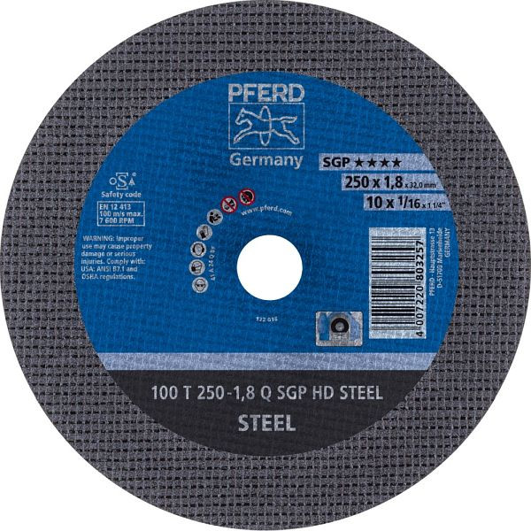 Pferd Trennscheibe HEAVY DUTY 100 T 250-1,8 Q SGP HD STEEL/32,0, VE: 20 Stück, 66322132