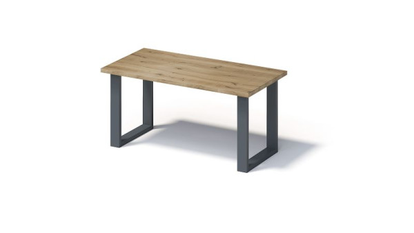 Bisley Fortis Table Regular, 1600 x 800 mm, gerade Kante, geölte Oberfläche, O-Gestell, Oberfläche: natürlich / Gestellfarbe: anthrazitgrau, F1608OP334