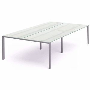 Rocada Mehrfacharbeitstisch Total, Maße 320x163x73 cm, Gestell grau Platte Glas satiniert, 2203MD05