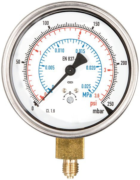 REMS Manometer 250 mbar, Gewicht: 0,56 Kg, Abmessungen (LxBxH): 153 x 118 x 60 mm, 047069