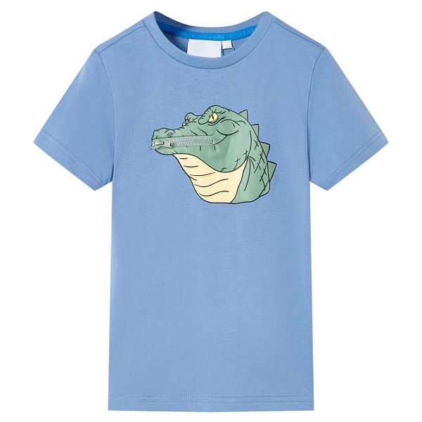 vidaXL Kinder-T-Shirt Mittelblau 116, Material: 100 % Baumwolle, 12071