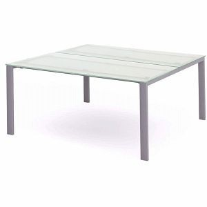 Rocada Mehrfacharbeitstisch Total, Maße 180x163x73 cm, Gestell grau Platte Glas satiniert, 2202MD05