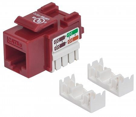 INTELLINET Cat5e Modularbuchse, UTP, Keystone Jack, rot, benötigt LSA-Auflegewerkzeug, 210478