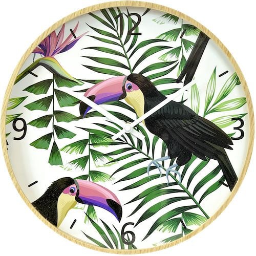 Technoline Quarzwanduhr Vogelmotiv, MDF-Material, Abmaße: Ø 33 cm, 774660-T