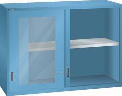 LISTA Aufsatzschrank 78x27E (BxTxH) 1431x572x1000mm KEY Lock, Lichtblau, Schiebetür, Sichtfenstertür, 62.650.010