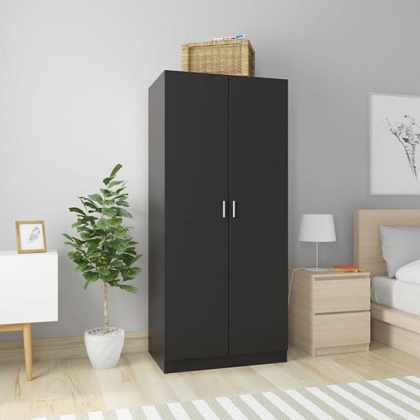 vidaXL Kleiderschrank Schwarz 80x52x180 cm Holzwerkstoff, 800622