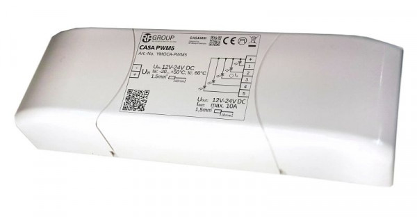 RP-Technik Casa PWM5 Bluetooth Steuermodul, 5-Kanal, 12-24V Ausgang, maximaler kombinierter Ausgang 10A, IP20, YMOCA-PWM-05