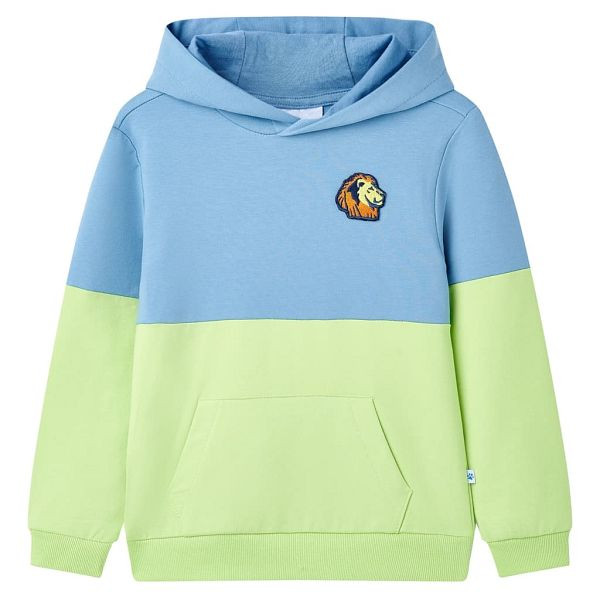 vidaXL Kinder-Kapuzenpullover Blau und Zartgelb 140, 12598