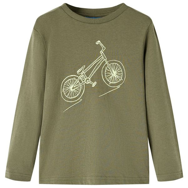 vidaXL Kinder-Langarmshirt Khaki 128, Material: 100 % Baumwolle, 13437