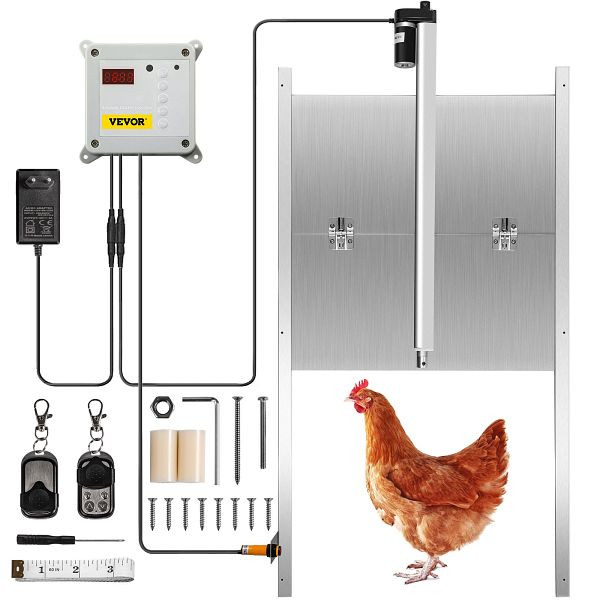 VEVOR automatische Hühnerklappe, Aluminiumlegierung/ABS, Hühnertür mit Schieber, mit Lichtsensor und Zeitsteuerung, JLKMQGGDS220V24CSV2