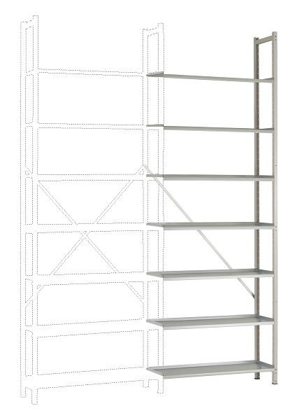 Manuflex Archiv-Anbauregal mit 7 Stahlböden, HxBxT = 2600 x 930 x 300 mm, RA2226.7035