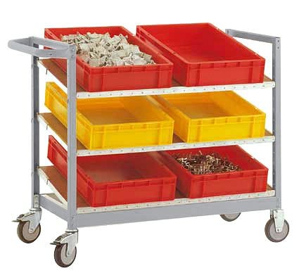 Manuflex Eurokastenwagen VARIMOBIL 250 kg mit Holzböden, HxBxT = 950 x 970 x 600 mm, alusilber, TV3372.9006