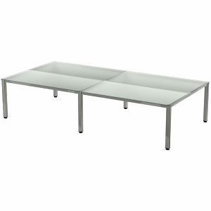 Rocada Mehrfacharbeitstisch Executive, Maße 320x163x73 cm, Gestell verchromt Platte Glas satiniert, 2203AE05