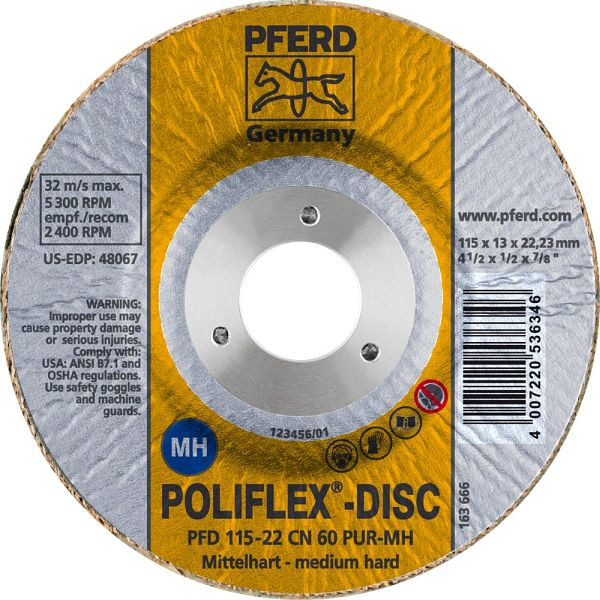 Pferd Poliflex-Disc PFD 115-22 CN 60 PUR-MH, VE: 5 Stück, 41130106