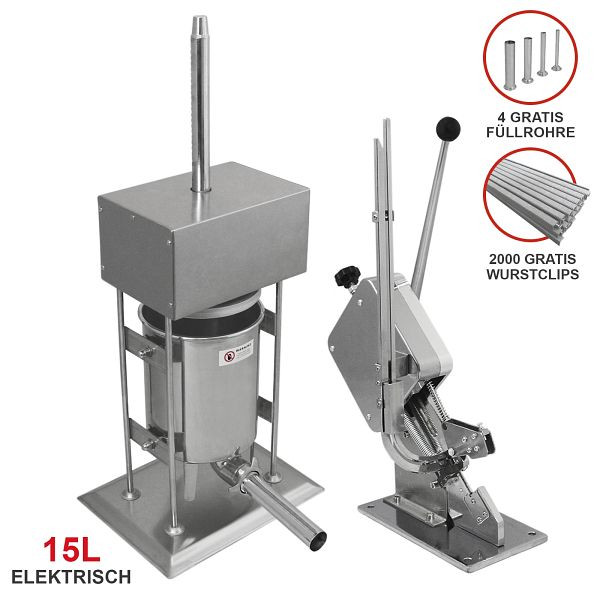 KuKoo 15 L kommerzieller elektrischer Wurstfüller & Wurstclipper, 27309