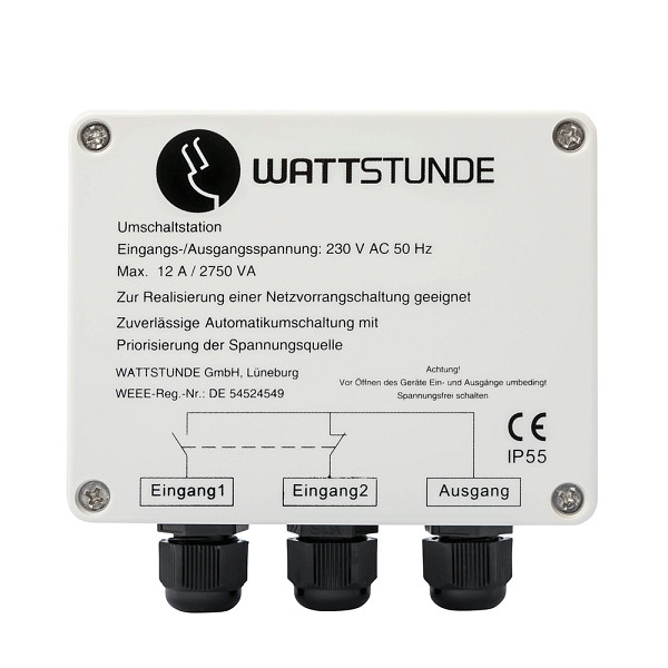 WATTSTUNDE WS12ANVS Netzvorrangschaltung 12A Umschaltstation, 303-50012