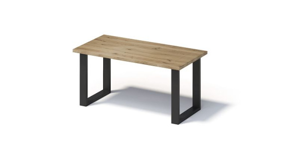 Bisley Fortis Table Regular, 1600 x 800 mm, gerade Kante, geölte Oberfläche, O-Gestell, Oberfläche: natürlich / Gestellfarbe: schwarz, F1608OP333