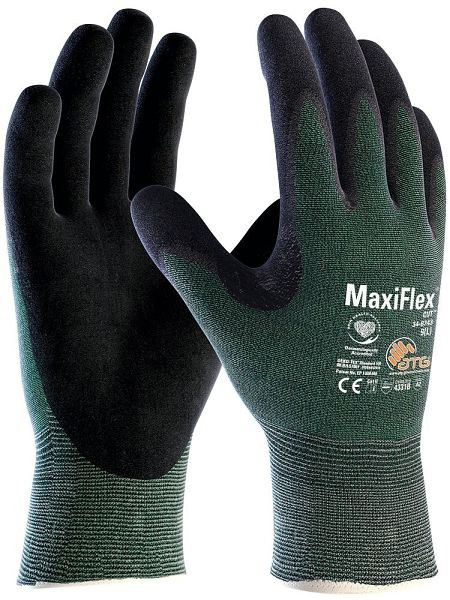 ATG MaxiFlex Cut Schnittschutz-Strickhandschuhe (34-8743V), Automatenverpackung, Farbe: grün/schwarz, Größe: 6, VE: 1 Paar, 2790-6