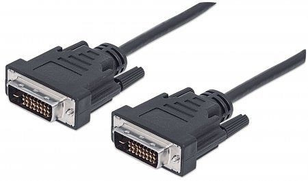 MANHATTAN DVI-Kabel, DVI-D Dual Link Stecker auf Stecker, schwarz, 3 m, 371803