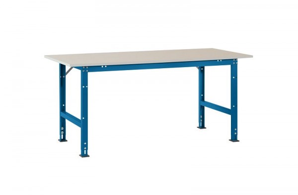 Manuflex Packtisch PACKPOOL Standard mit Melaminplatte, BxTxH = 1500 x 800 x 760-870 mm, Brillantblau, AS0011.5007