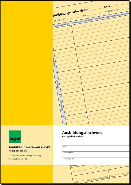 sigel Ausbildungsnachweis täglich - A4, 28 Blatt, AW480