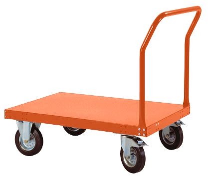 Manuflex Plattformwagen TRANSOMOBIL, mit Schiebebügel, 200 kg Tragkraft, HxBxT: 880 x 540 x 863 mm, rotorange, TT0111.2001