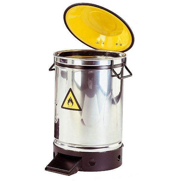 asecos Entsorgungsbehälter, Edelstahl, für leicht lösemittelhaltige Abfälle, mit Belüftung, 20 Liter, 8640
