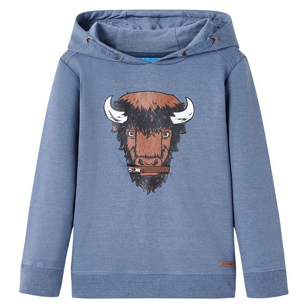 vidaXL Kinder-Kapuzenpullover Blau Melange 128, Top-Qualität, 13017