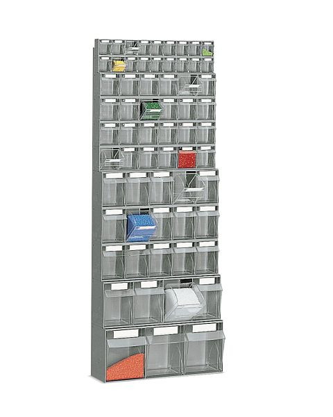 Fami Wandtragrahmen für Practibox mit Practibox, B 600 mm T 224 mm H 1540 mm, dunkelgrau RAL7000, FPPRF1500640501