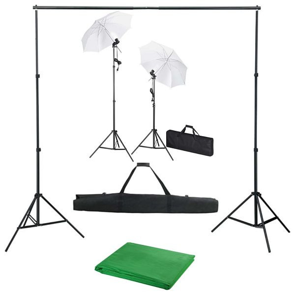 vidaXL Fotostudio-Set mit Hintergrund, Leuchten und Schirmen, 3055084