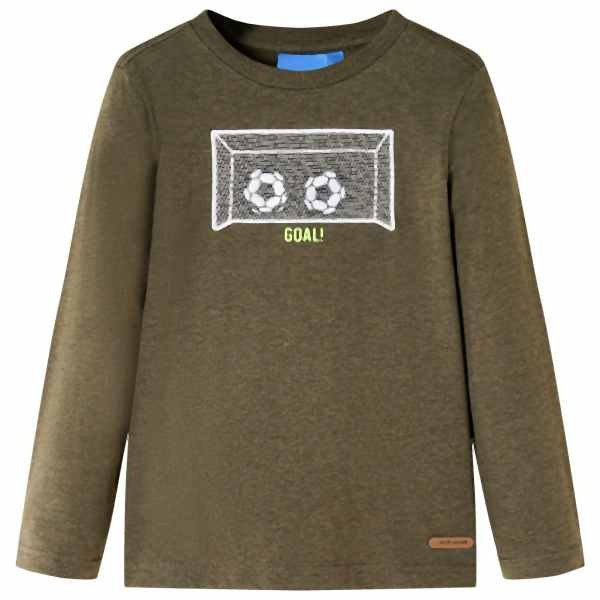 vidaXL Kinder-Langarmshirt Khaki Melange 116, 12711, 8721012022829