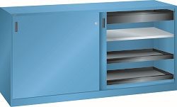 LISTA Schiebetürschrank (BxTxH) 2000x580x1000mm KEY Lock, Lichtblau, 2 Schubladen, 4 Auszugböden, 2 Verstellböden, 58.745.010