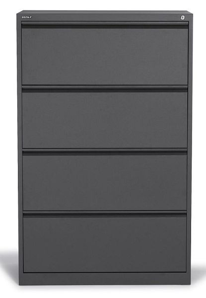 Deskin Hängeregistraturstahlschrank BASE L, pulverbeschichtet, Anthrazit RAL 7021, B 840 x H 1320 x T 420 mm, 221478