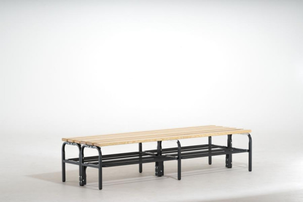 SYPRO Doppel-Sitzbank (Typ D+R) 200 mit Schuhrost, ohne Rückenlehne, Stahl/Holz, anthrazit, 131344