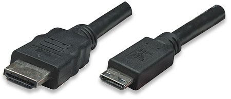 MANHATTAN High Speed HDMI-Kabel, 3D, Mini HDMI Stecker auf HDMI Stecker, geschirmt, schwarz, 1,8 m, 304955