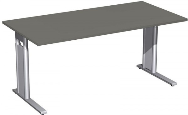 geramöbel Schreibtisch höhenverstellbar, C Fuß Blende optional, 1600x800x680-820, Graphit/Silber, N-647103-GS