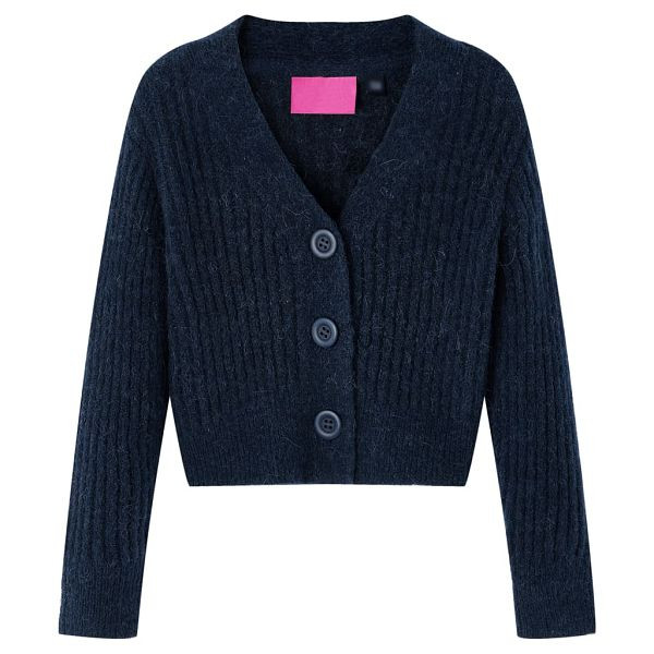 vidaXL Kinder-Strickjacke Marineblau 140, Top-Qualität, Polyester, Baumwolle, 14956