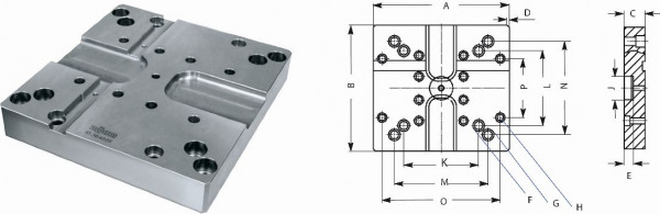 Röhm Standard-Grundplatte, 290x270mit DUO-Turm mit NC-Kompaktspanner, 164020