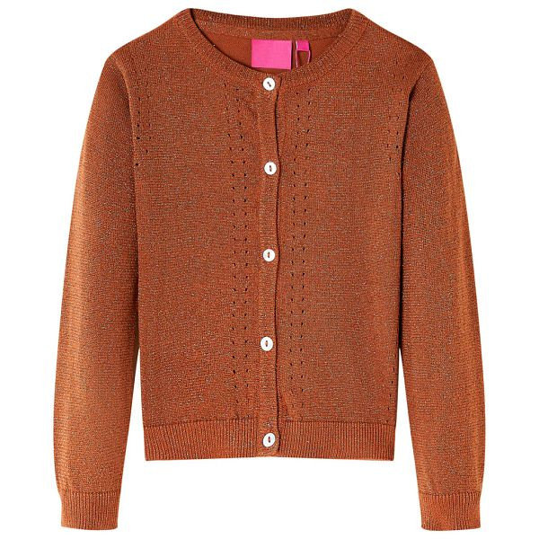 vidaXL Kinder-Strickjacke Cognac 116, Top-Qualität, Polyester, Baumwolle, 14516