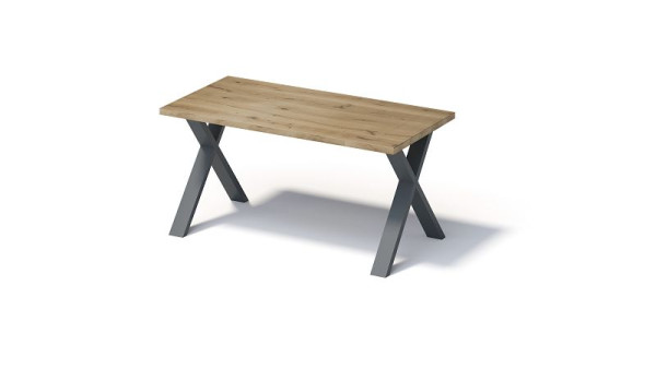 Bisley Fortis Table Regular, 1600 x 800 mm, gerade Kante, geölte Oberfläche, X-Gestell, Oberfläche: natürlich / Gestellfarbe: anthrazitgrau, F1608XP334