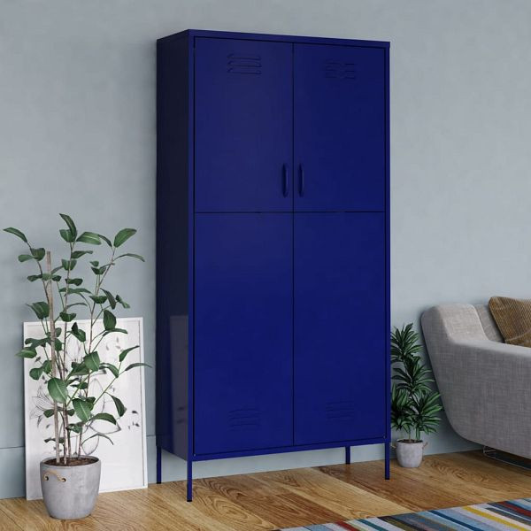 vidaXL Kleiderschrank Marineblau 90x50x180 cm Stahl, 336244