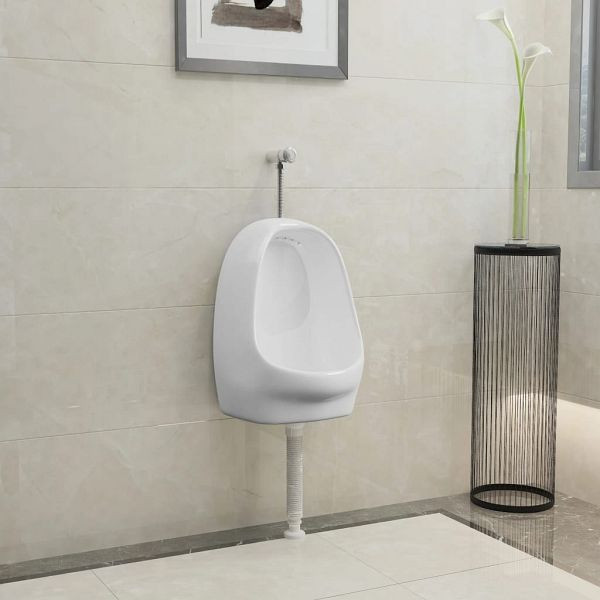 vidaXL Wandurinal mit Spülventil Keramik Weiß, 143986