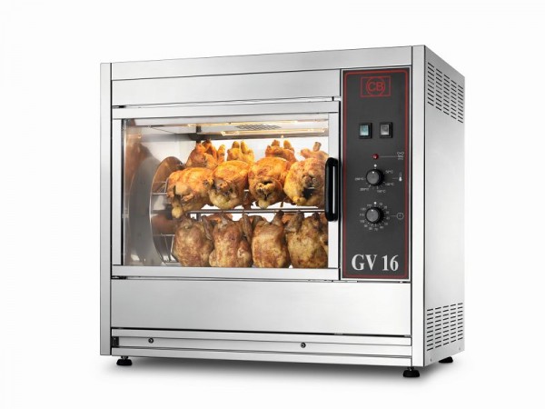 CB Italy ventiliertes Elektro-Hähnchengrillgerät mit langem Spieß und manuellem Timer GV-16/20 MAN, 14100199