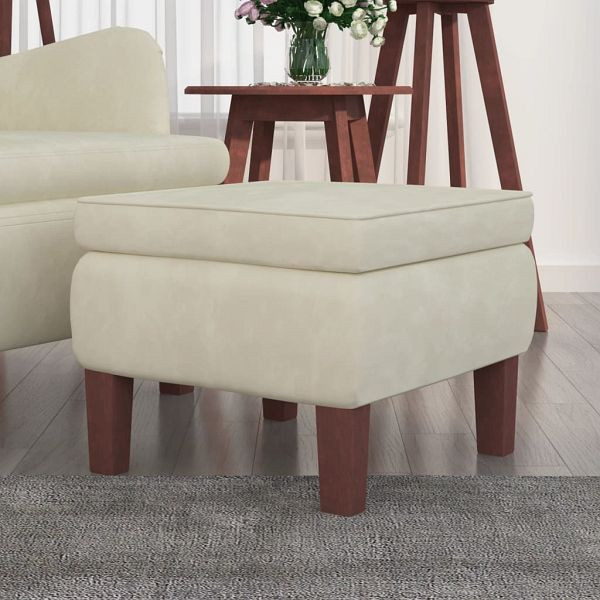 vidaXL Hocker mit Holzbeinen Creme Samt, 329466