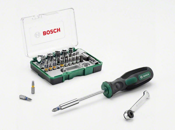 Bosch 27-teiliges Mini-Ratschen-Set + Handschraubendreher, VE: 12 Stück, 2607017331