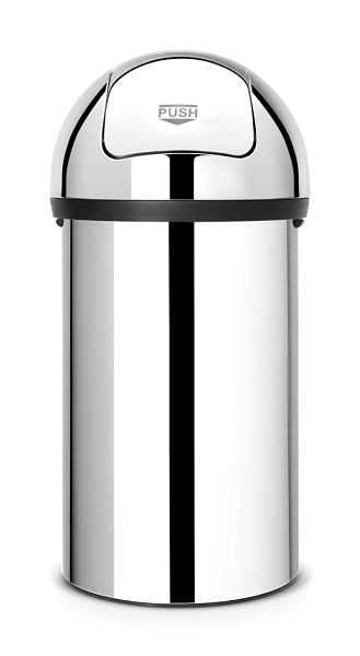 Brabantia Abfallbehälter mit Wandbefestigung Push Bin 60 Liter Brillant silber, 402623