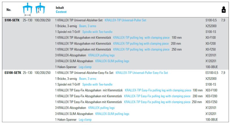 NEXUS KRALLEX Universal-Abzieher Set 13-teilig S100-SETK günstig